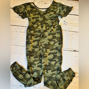 LuLaRoe Olive Green Camo Jumpsuit XS Zoe
